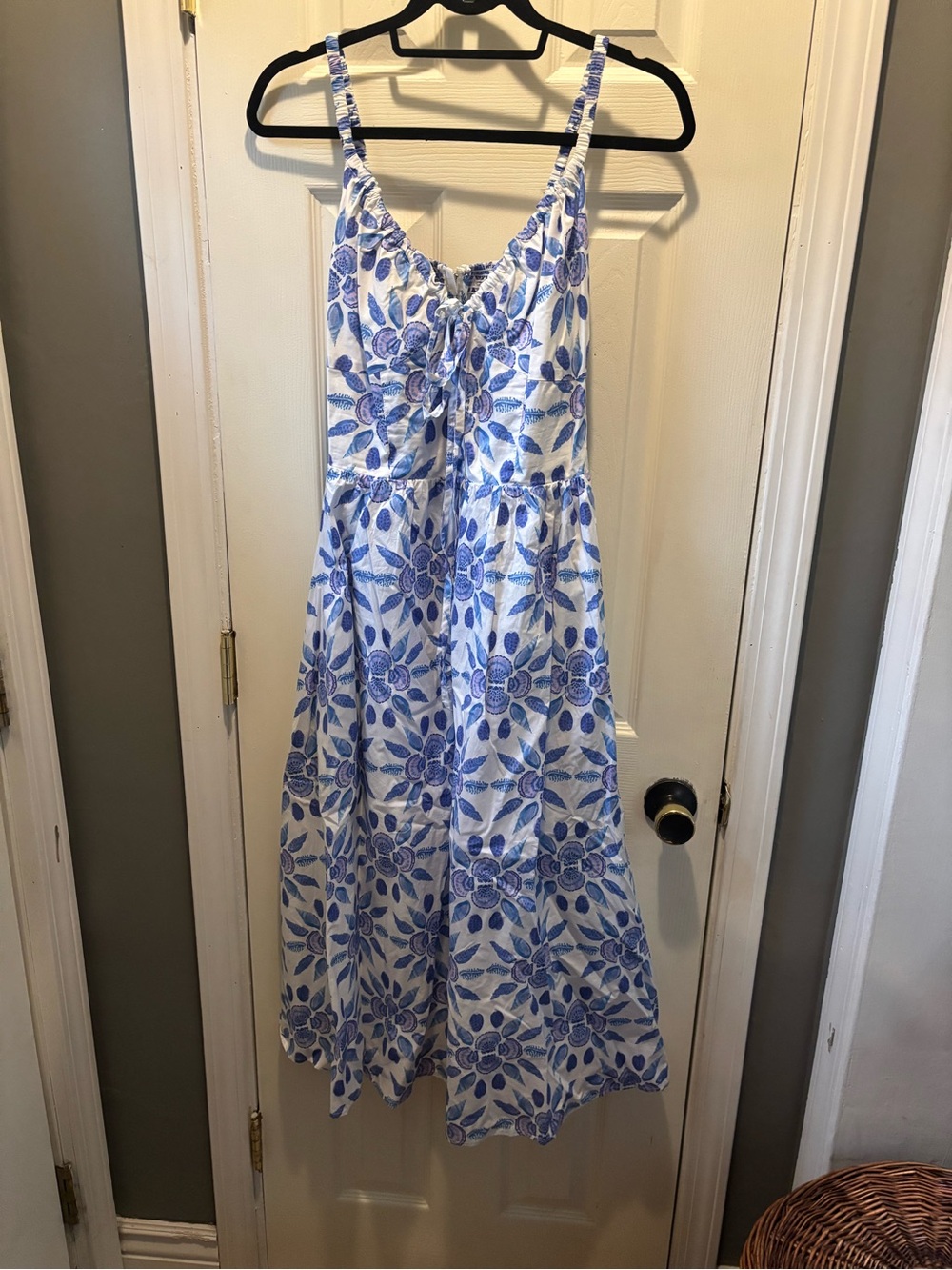 Hill House Blue and White Floral Sundress with Smocked Sides